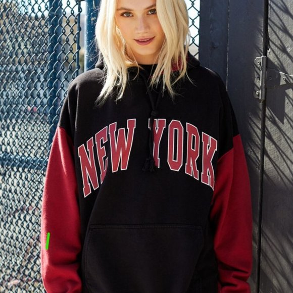 Brandy Melville Tops - Brandy Melville John Galt Christy New York Oversized Red and Black Hoodie